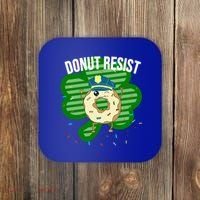 Donut Resist Funny Police Officer Irish St Patricks Day Meme Gift Coaster thumb 0