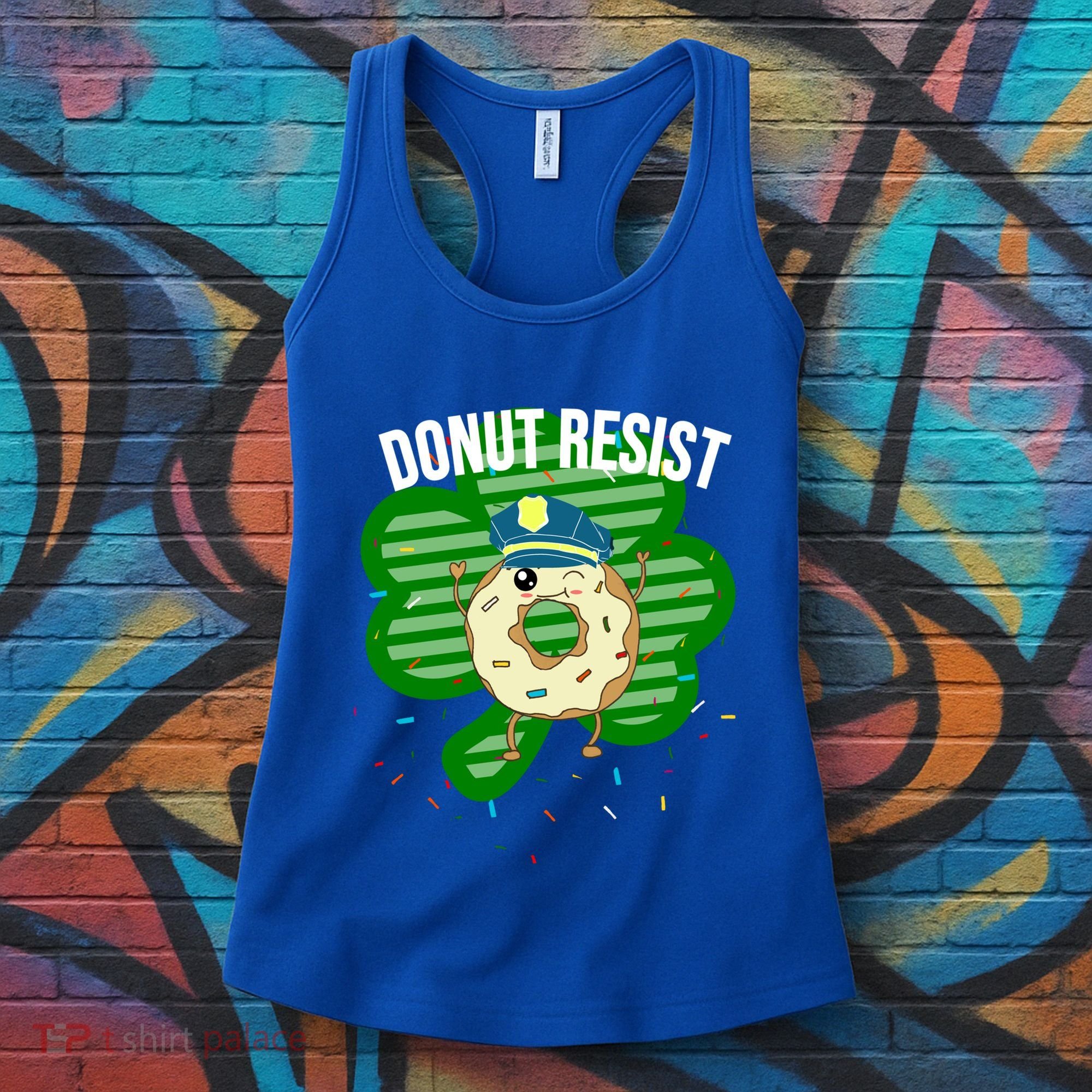 Donut Resist Funny Police Officer Irish St Patricks Day Meme Gift Women's Tank Top