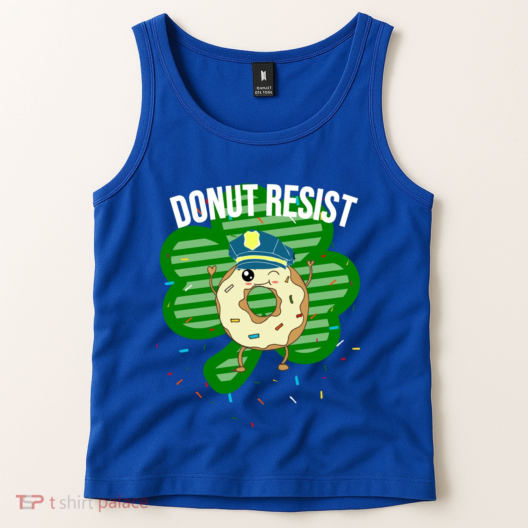 Donut Resist Funny Police Officer Irish St Patricks Day Meme Gift Tank Top