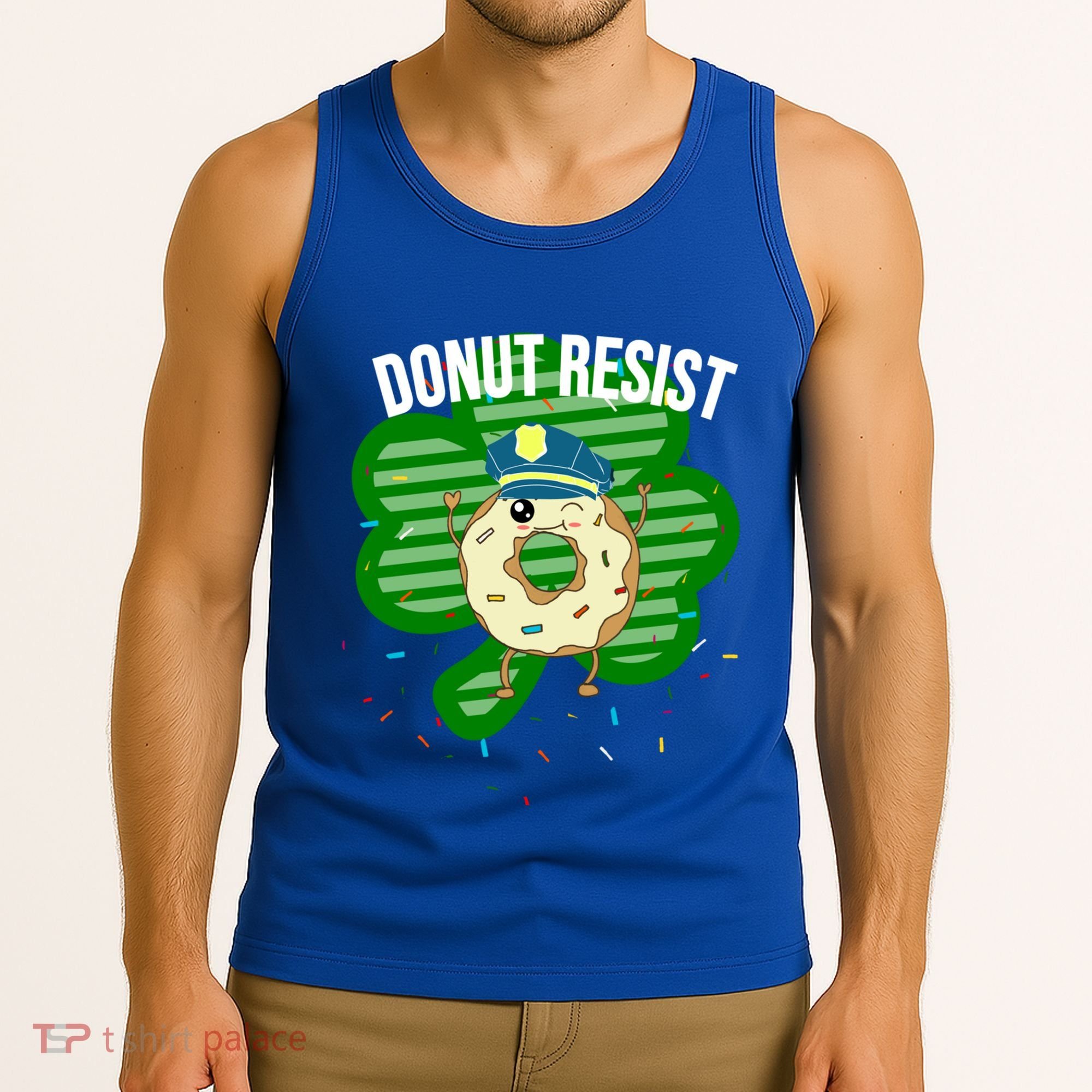Donut Resist Funny Police Officer Irish St Patricks Day Meme Gift Tank Top