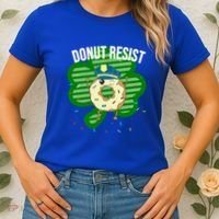 Donut Resist Funny Police Officer Irish St Patricks Day Meme Gift Women's T-Shirt thumb 2
