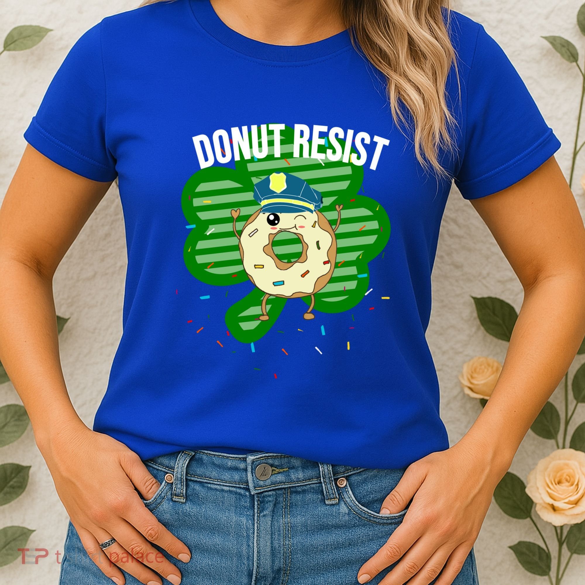 Donut Resist Funny Police Officer Irish St Patricks Day Meme Gift Women's T-Shirt