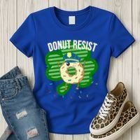 Donut Resist Funny Police Officer Irish St Patricks Day Meme Gift Women's T-Shirt thumb 3