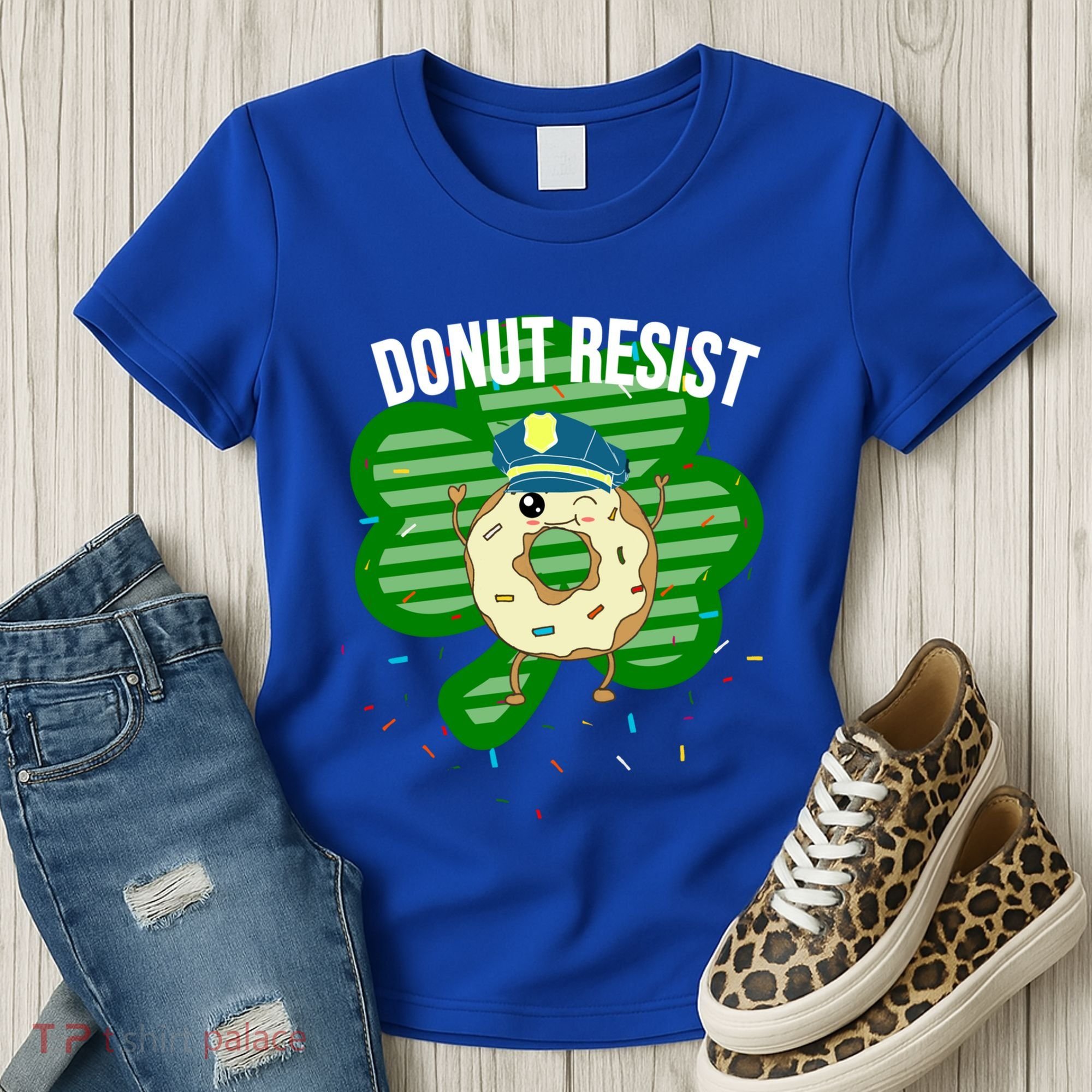Donut Resist Funny Police Officer Irish St Patricks Day Meme Gift Women's T-Shirt