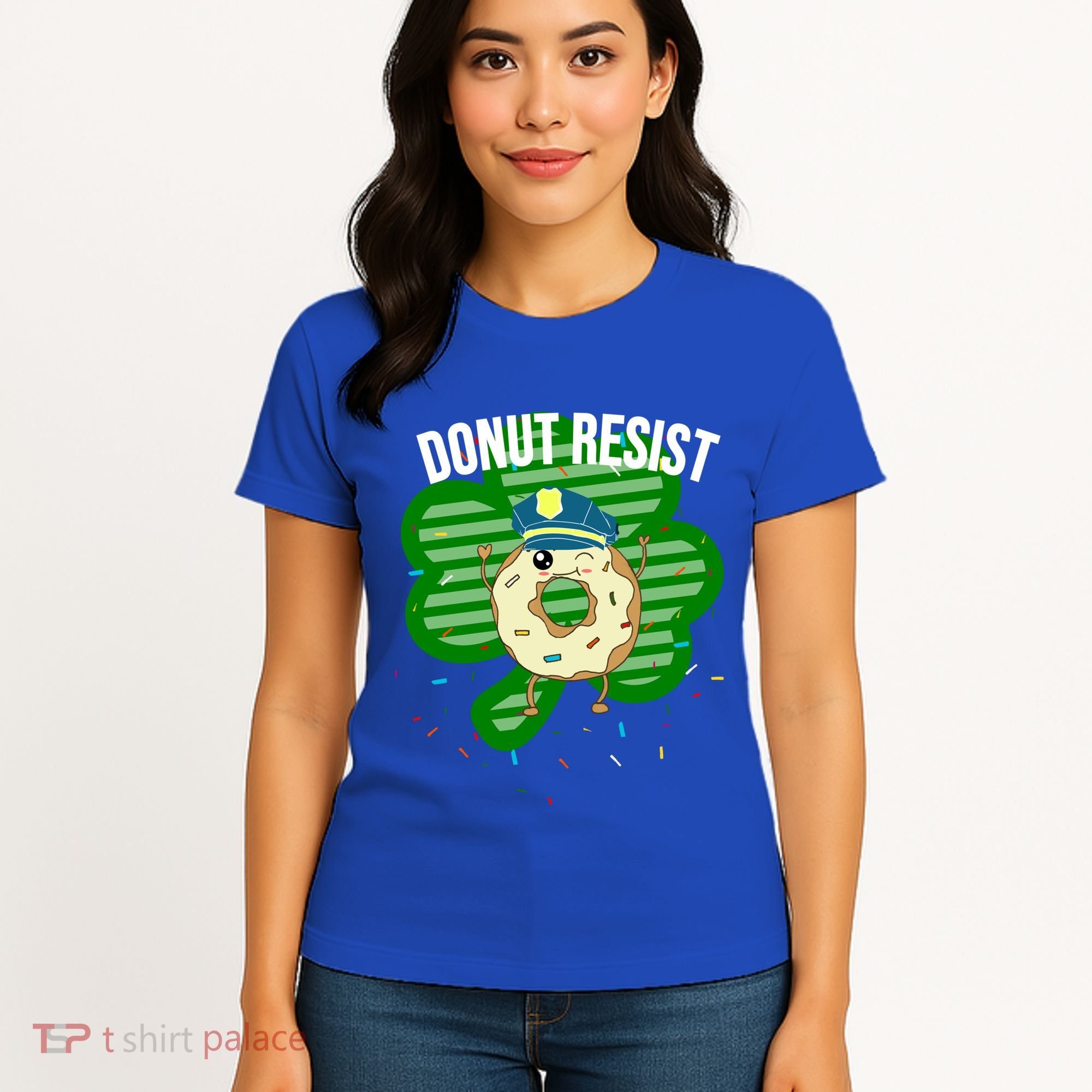 Donut Resist Funny Police Officer Irish St Patricks Day Meme Gift Women's T-Shirt