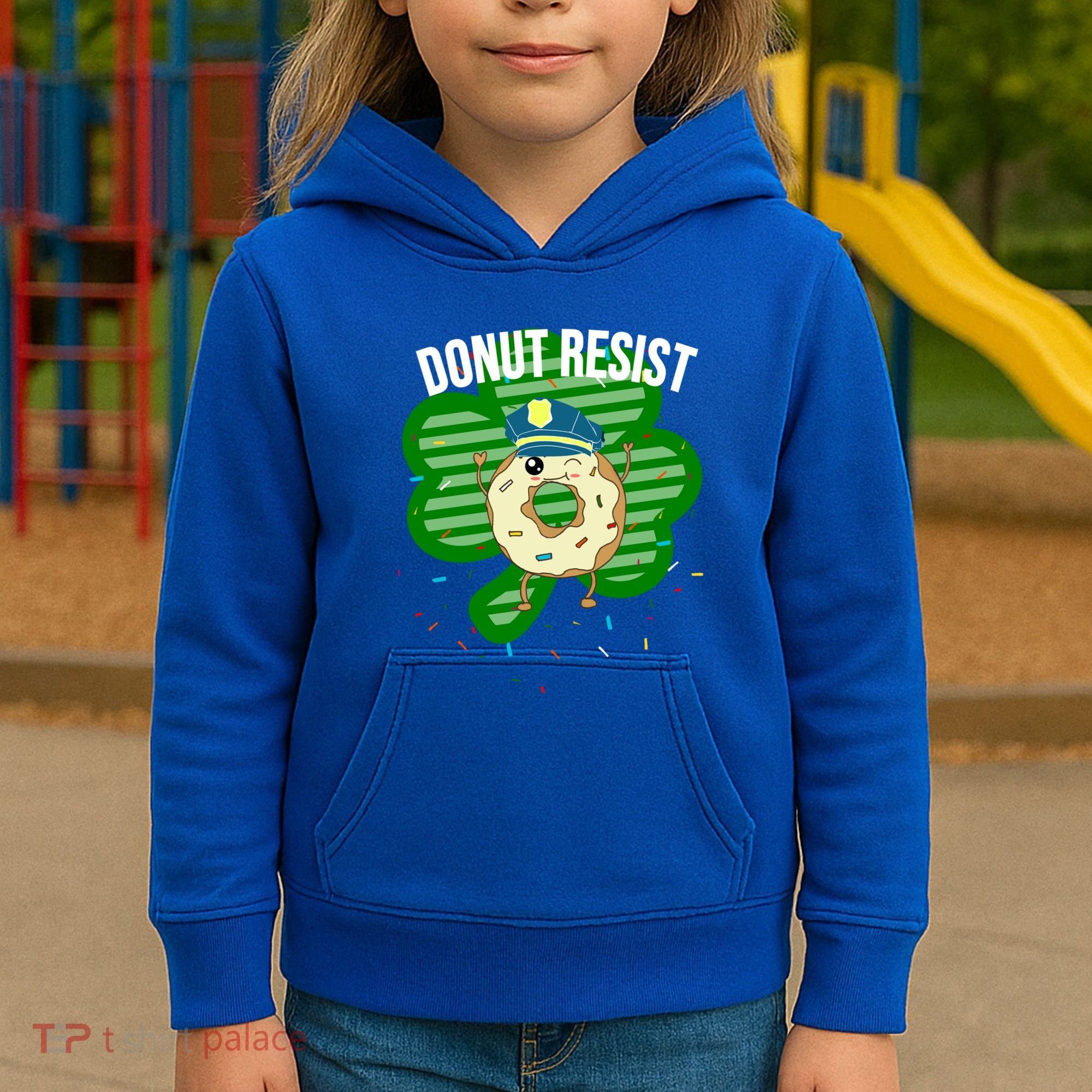 Donut Resist Funny Police Officer Irish St Patricks Day Meme Gift Kids Hoodie