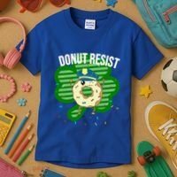 Donut Resist Funny Police Officer Irish St Patricks Day Meme Gift Kids T-Shirt thumb 3