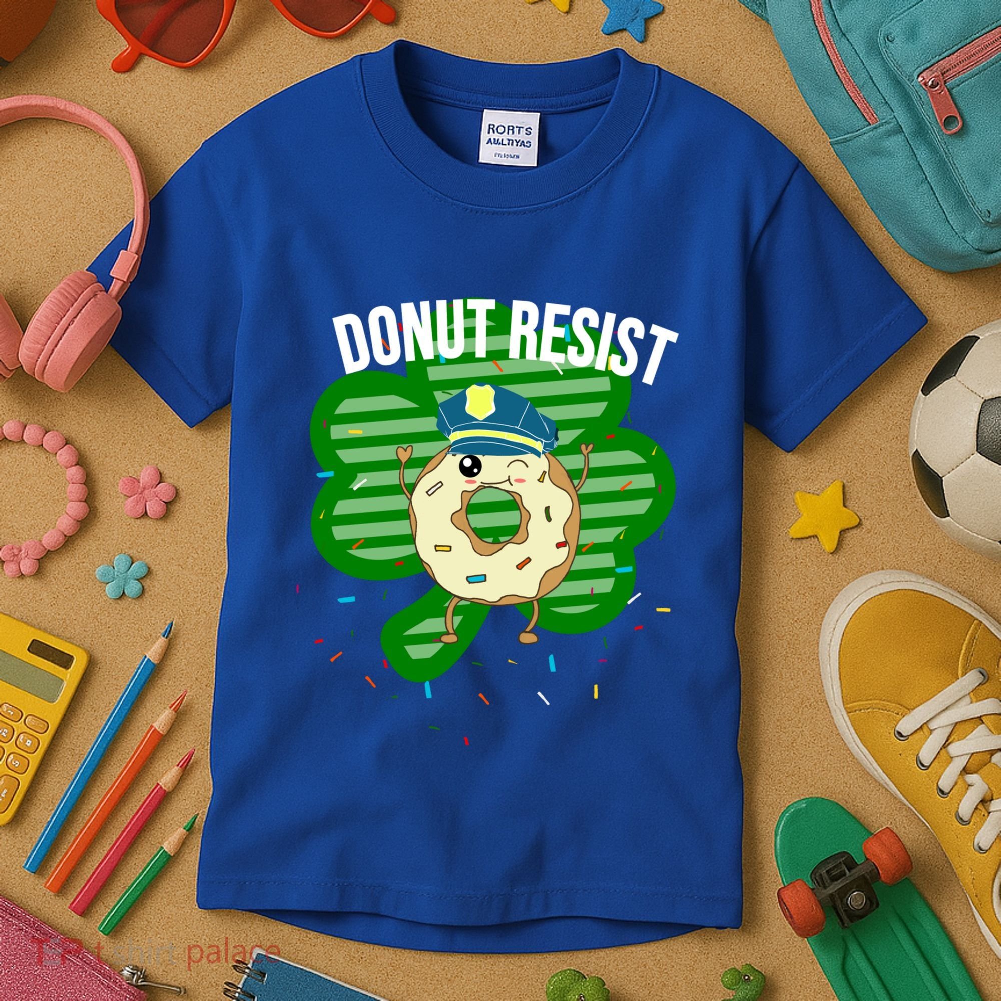 Donut Resist Funny Police Officer Irish St Patricks Day Meme Gift Kids T-Shirt