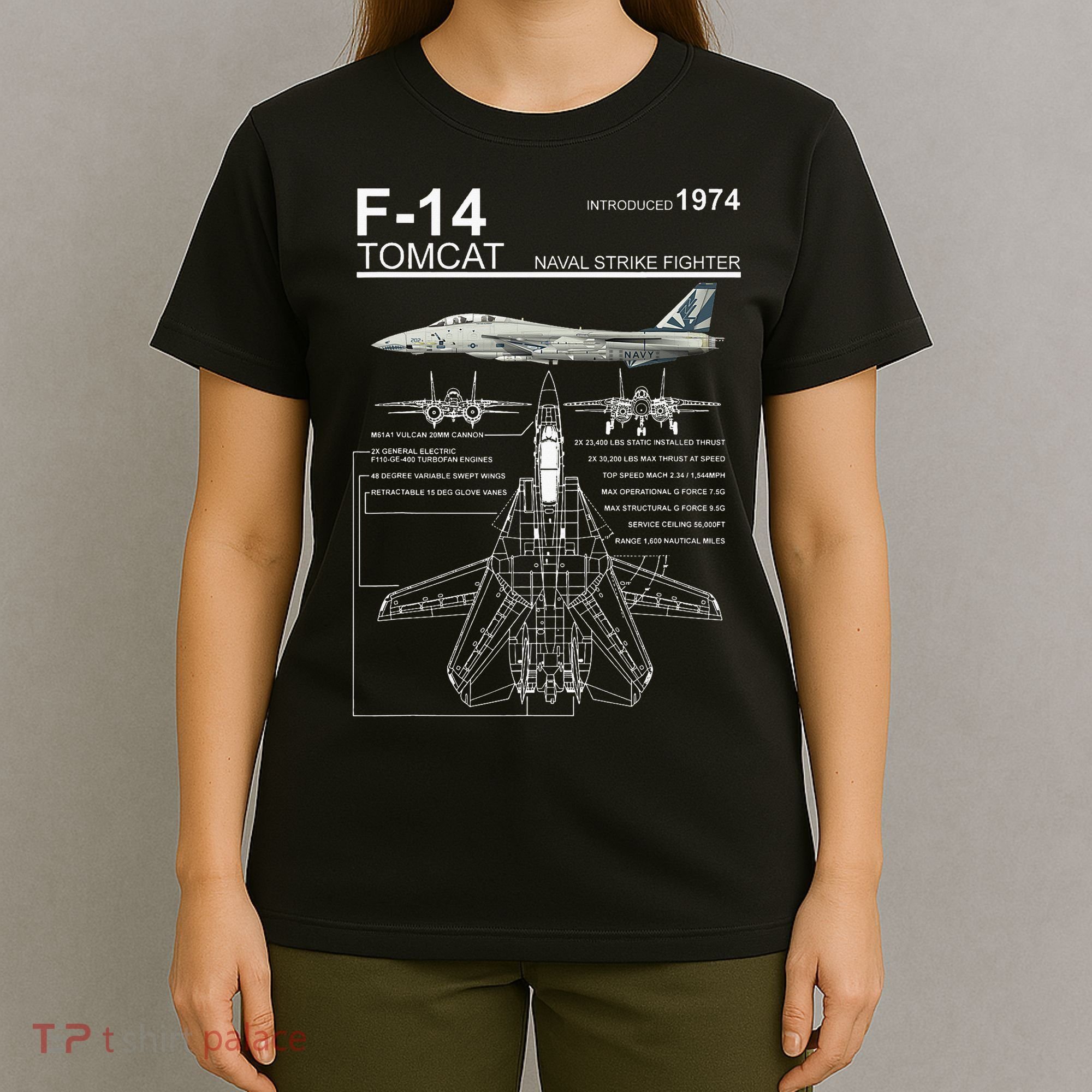 Dinosaurus Rekx F 14 Tomcat Fighter Jet T-Shirt