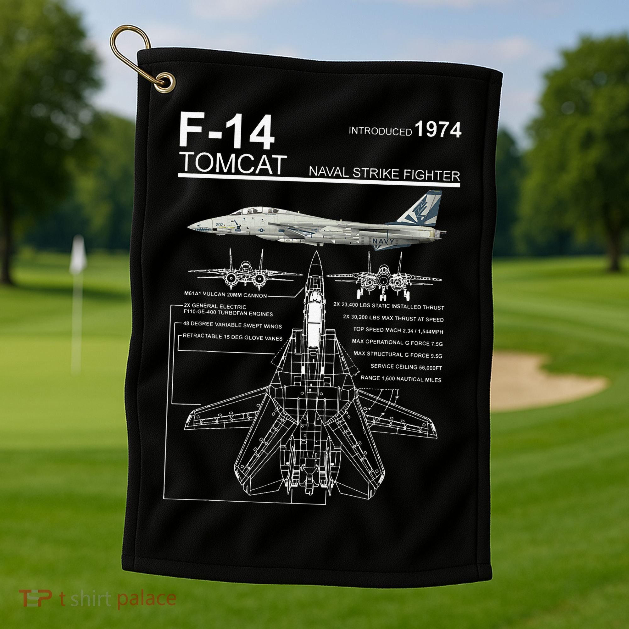 Dinosaurus Rekx F 14 Tomcat Fighter Jet Golf Towel