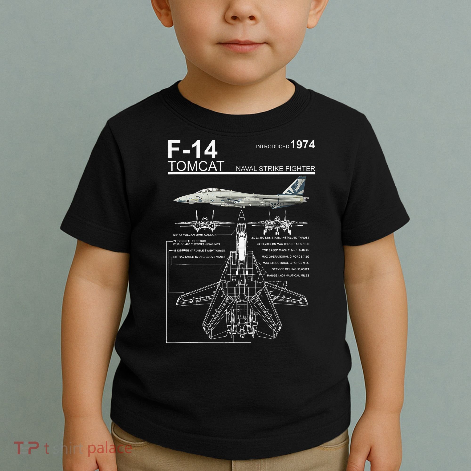 Dinosaurus Rekx F 14 Tomcat Fighter Jet Toddler T-Shirt