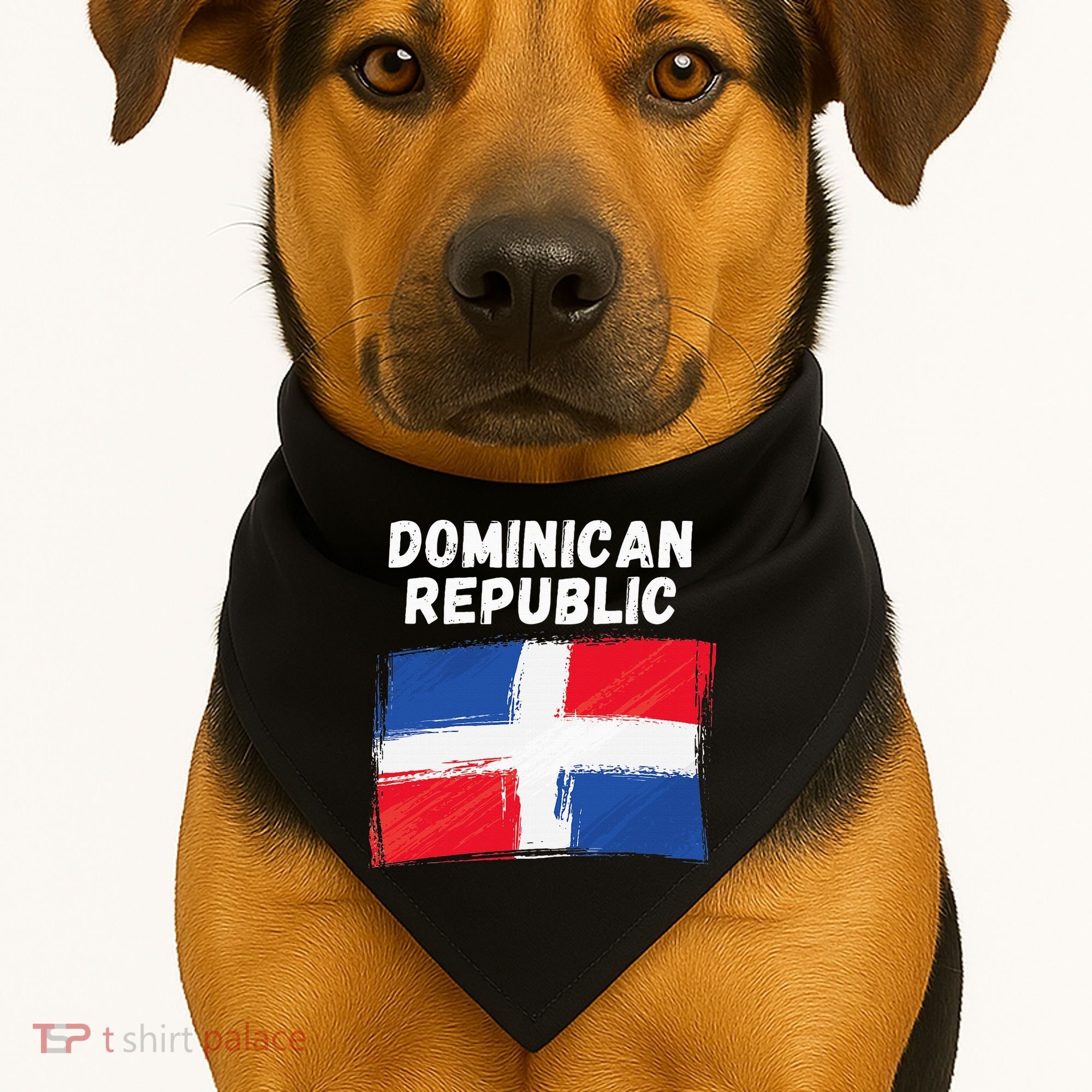 Dominican Republic Flag Retro Distressed Flag USA-Made Doggie Bandana