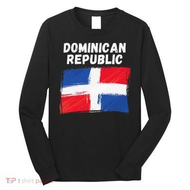 Dominican Republic Flag Retro Distressed Flag Long Sleeve Shirt