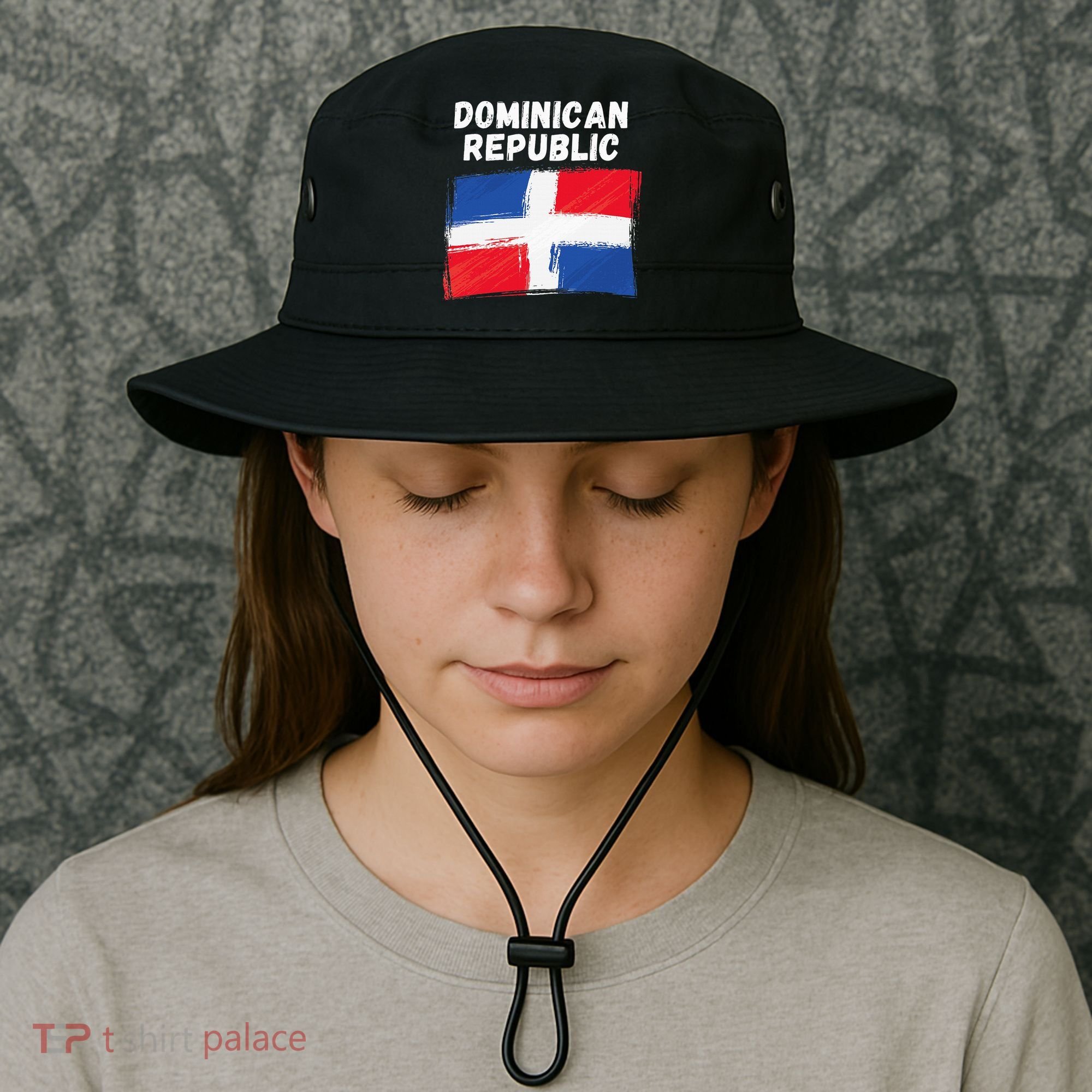 Dominican Republic Flag Retro Distressed Flag Bucket Hat
