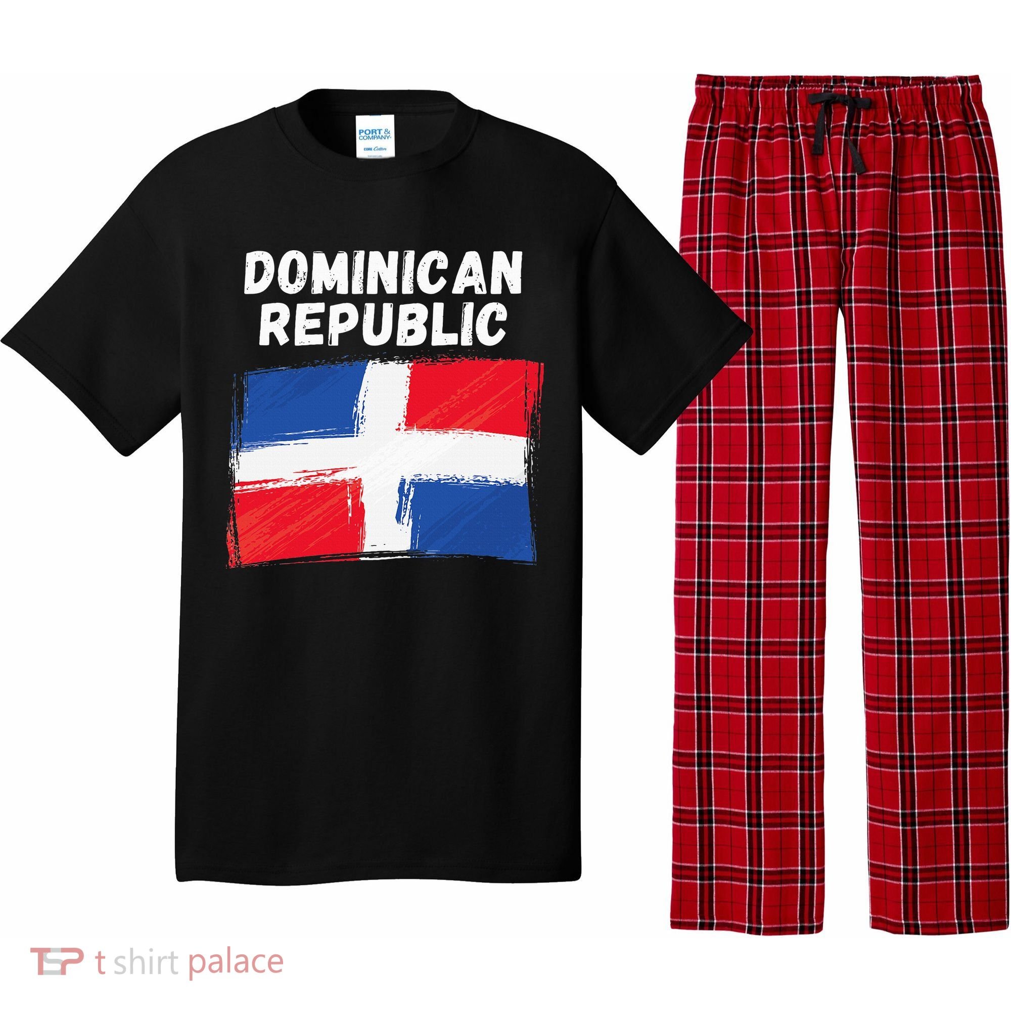 Dominican Republic Flag Retro Distressed Flag Pajama Set