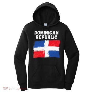 Dominican Republic Flag Retro Distressed Flag Women's Hoodie