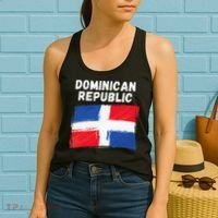 Dominican Republic Flag Retro Distressed Flag Women's Tank Top thumb 2