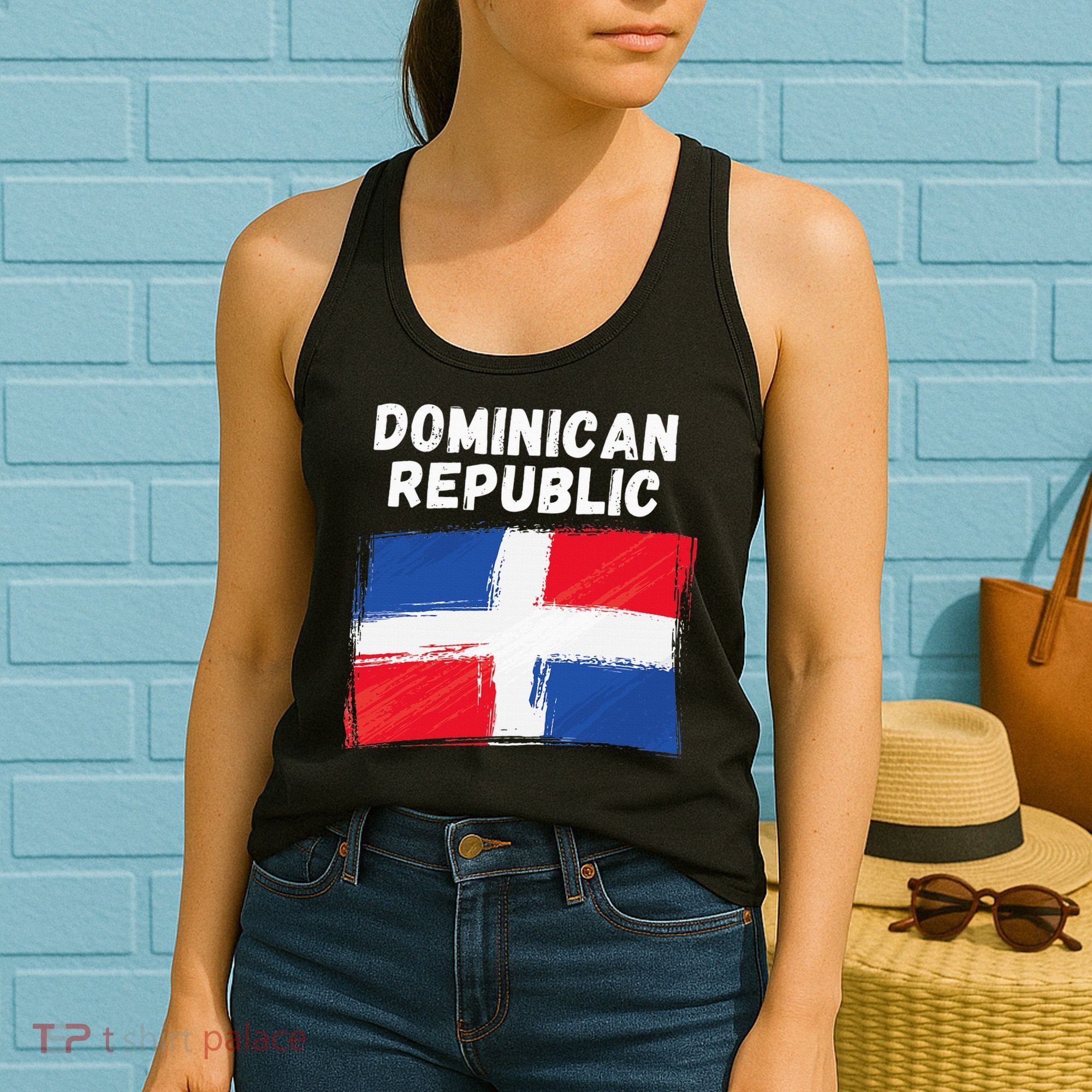 Dominican Republic Flag Retro Distressed Flag Women's Tank Top