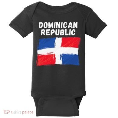 Dominican Republic Flag Retro Distressed Flag Baby Bodysuit