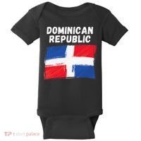 Dominican Republic Flag Retro Distressed Flag Baby Bodysuit thumb 0