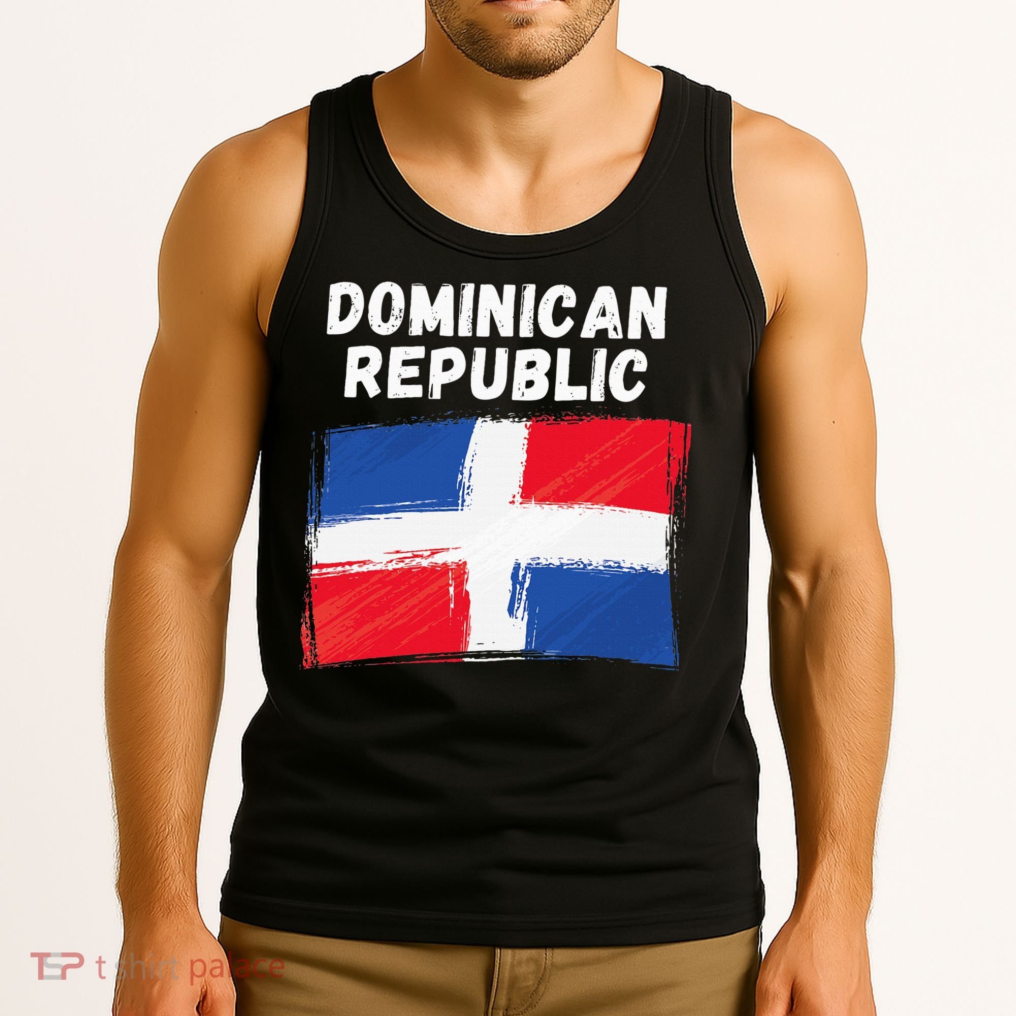 Dominican Republic Flag Retro Distressed Flag Tank Top
