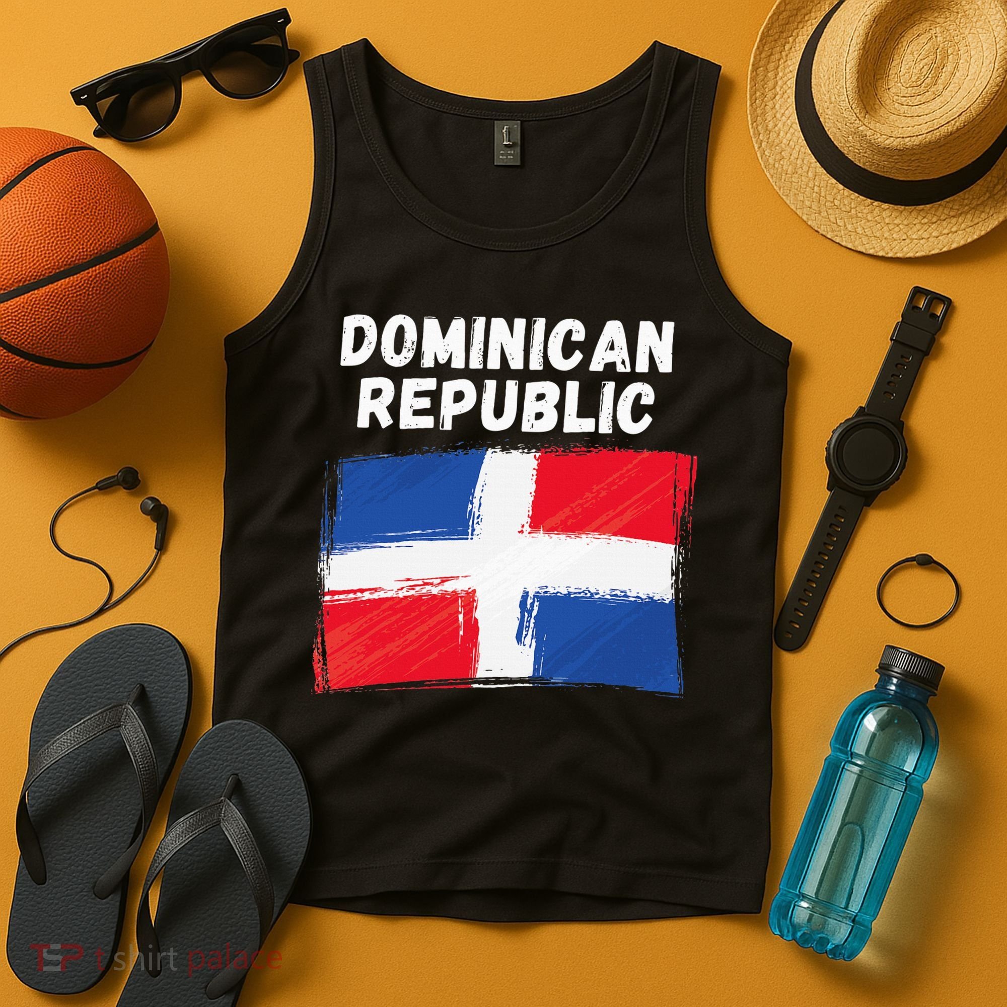 Dominican Republic Flag Retro Distressed Flag Tank Top
