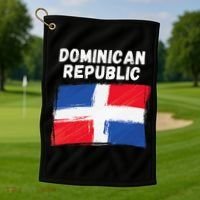 Dominican Republic Flag Retro Distressed Flag Golf Towel thumb 1