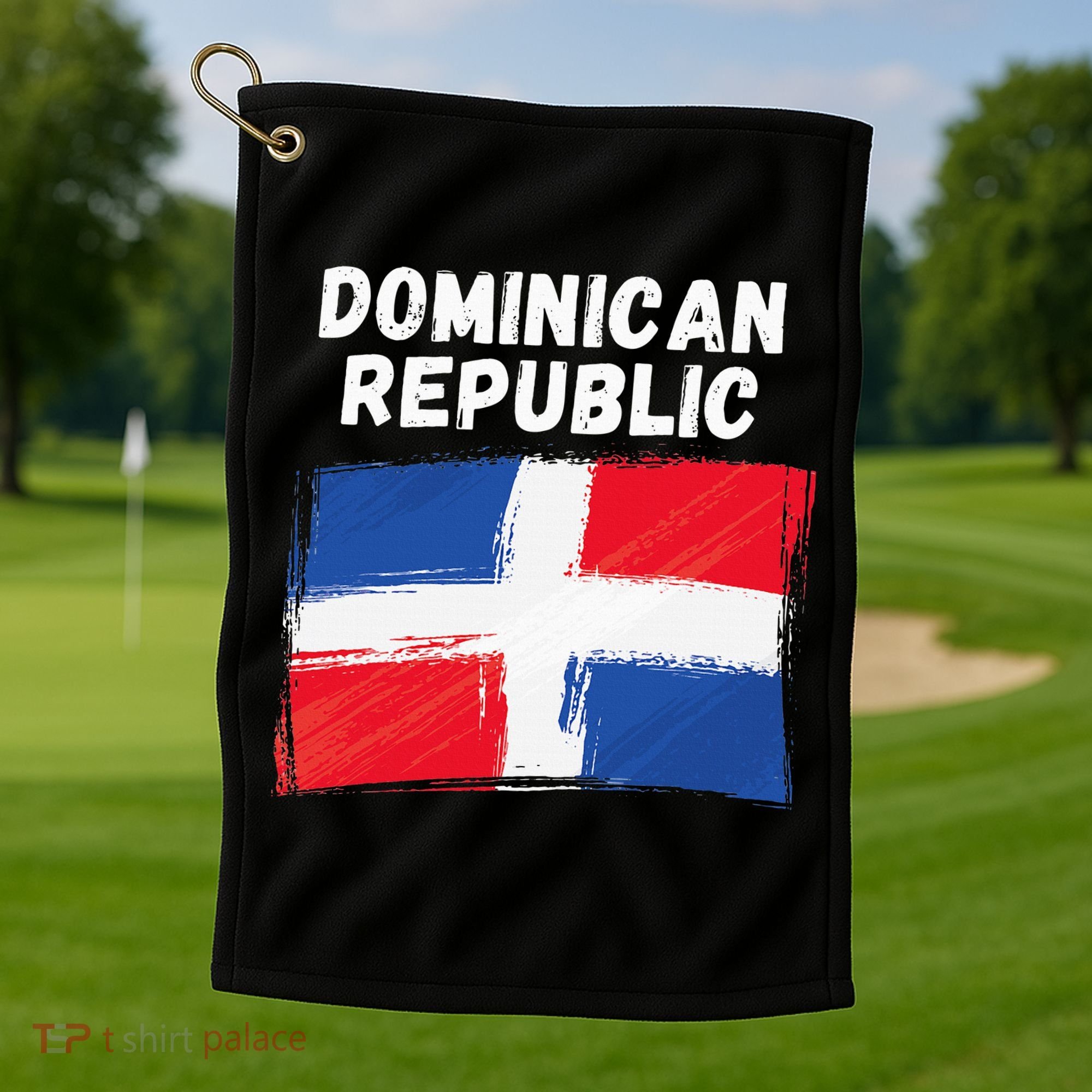 Dominican Republic Flag Retro Distressed Flag Golf Towel