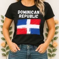 Dominican Republic Flag Retro Distressed Flag Women's T-Shirt thumb 2