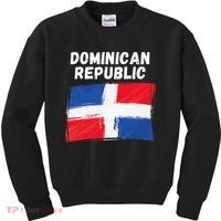 Dominican Republic Flag Retro Distressed Flag Kids Sweatshirt thumb 0