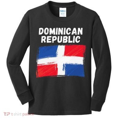 Dominican Republic Flag Retro Distressed Flag Kids Long Sleeve Shirt