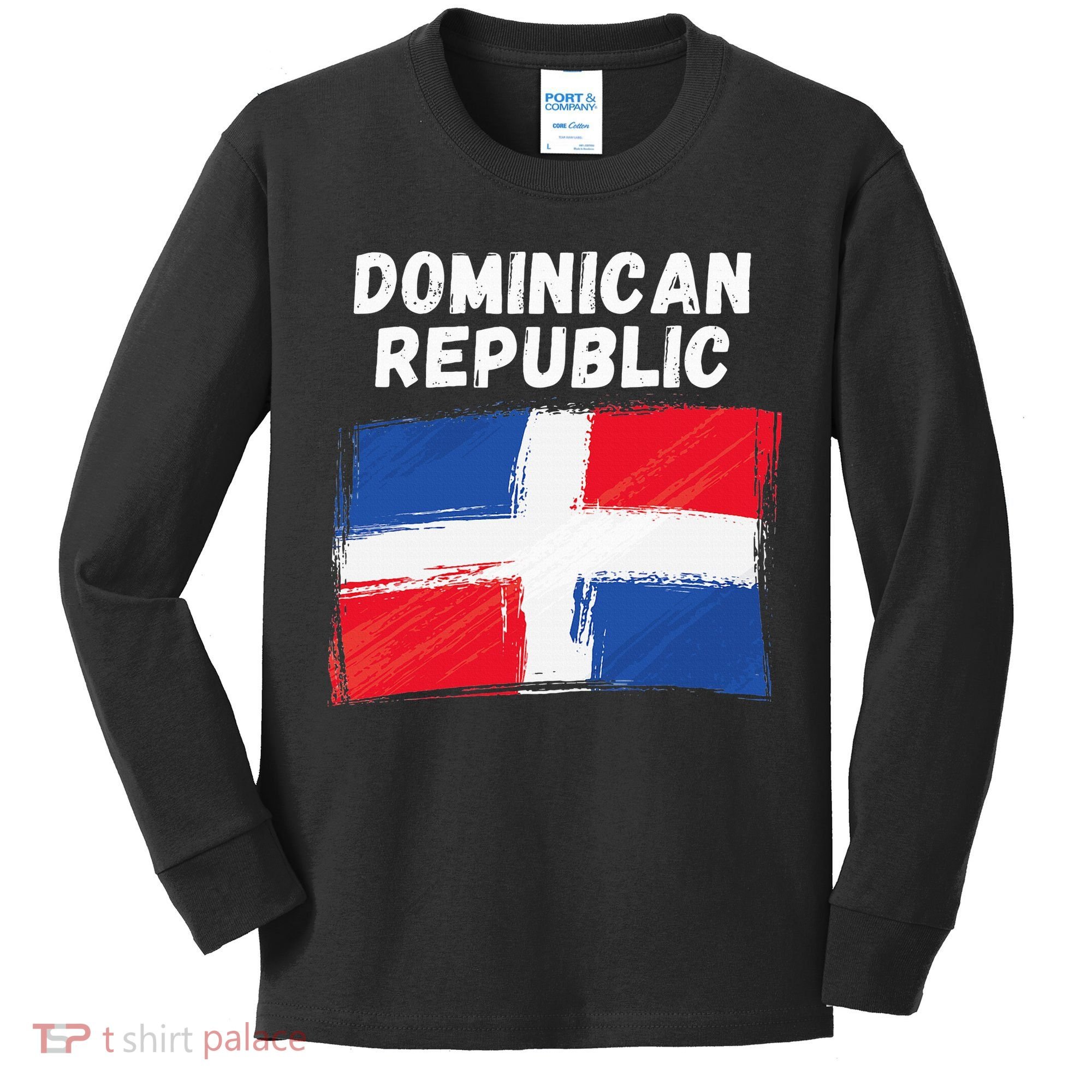 Dominican Republic Flag Retro Distressed Flag Kids Long Sleeve Shirt