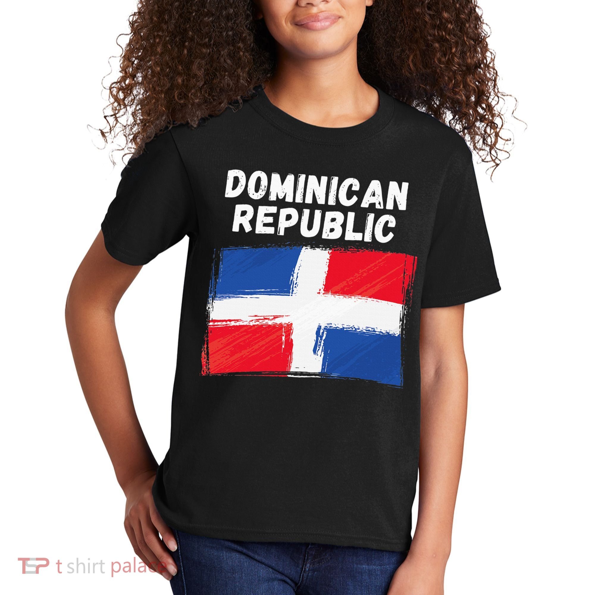 Dominican Republic Flag Retro Distressed Flag Kids T-Shirt