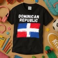 Dominican Republic Flag Retro Distressed Flag Kids T-Shirt thumb 3