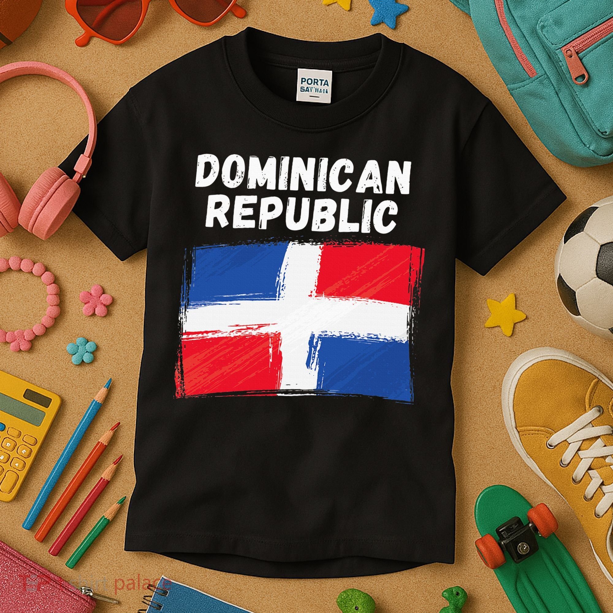 Dominican Republic Flag Retro Distressed Flag Kids T-Shirt