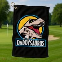 Daddysaurus Rex Fathers Day Golf Towel thumb 1
