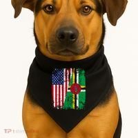 Dominican Roots Half American Flag Dominica Flag Gift USA-Made Doggie Bandana thumb 1