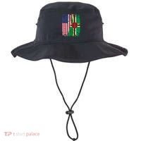 Dominican Roots Half American Flag Dominica Flag Gift Bucket Hat thumb 0