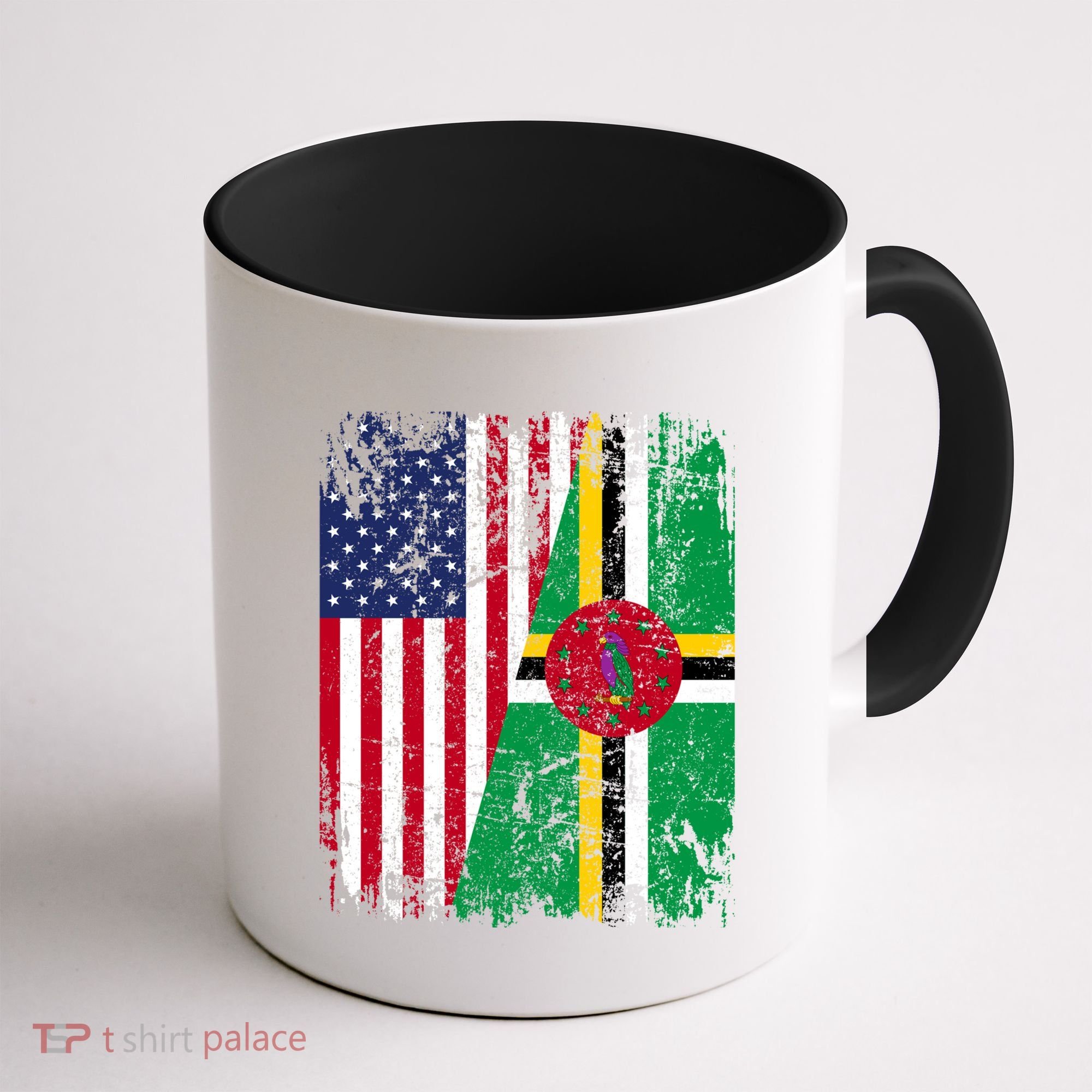 Dominican Roots Half American Flag Dominica Flag Gift Coffee Mug