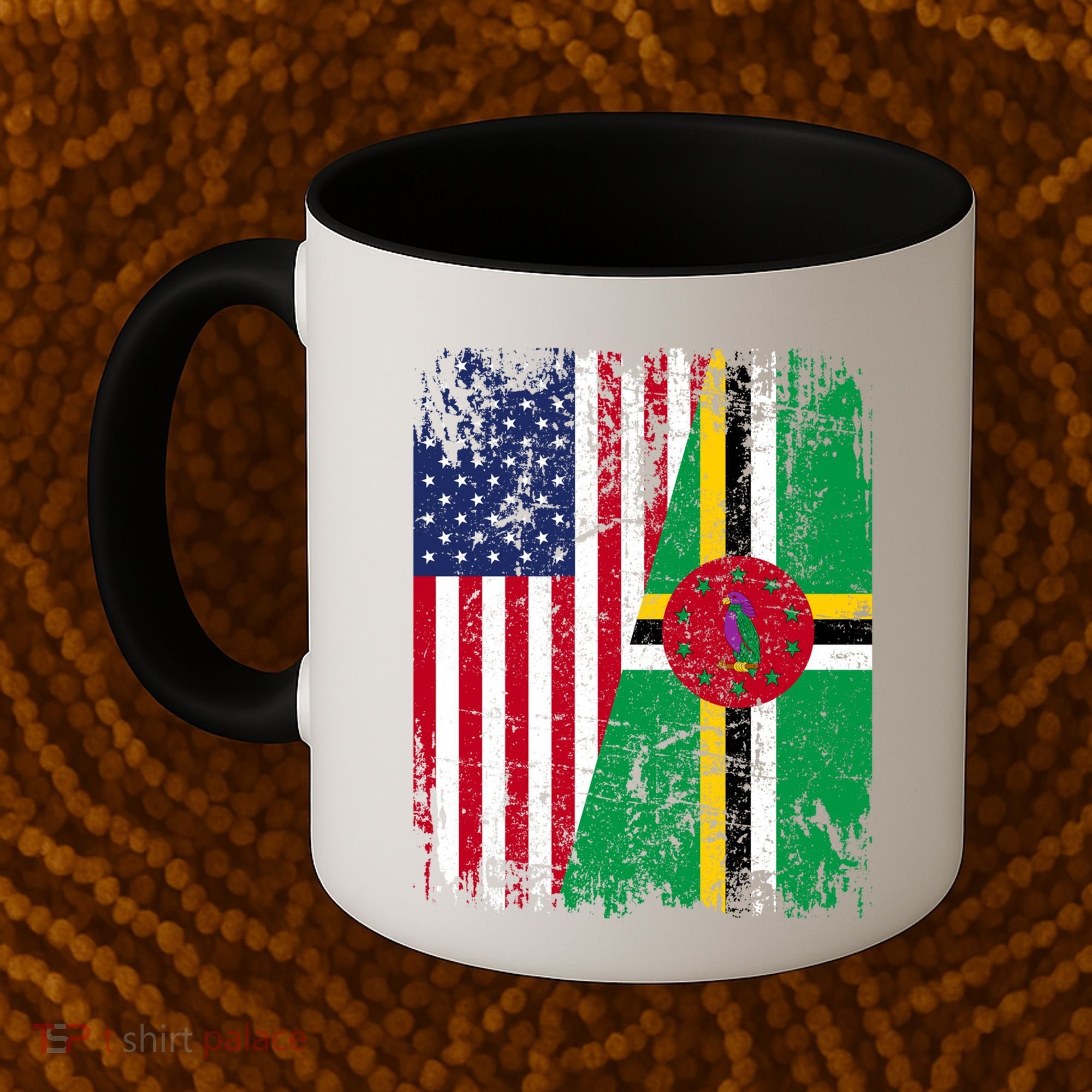 Dominican Roots Half American Flag Dominica Flag Gift Coffee Mug