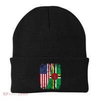 Dominican Roots Half American Flag Dominica Flag Gift Beanie thumb 0