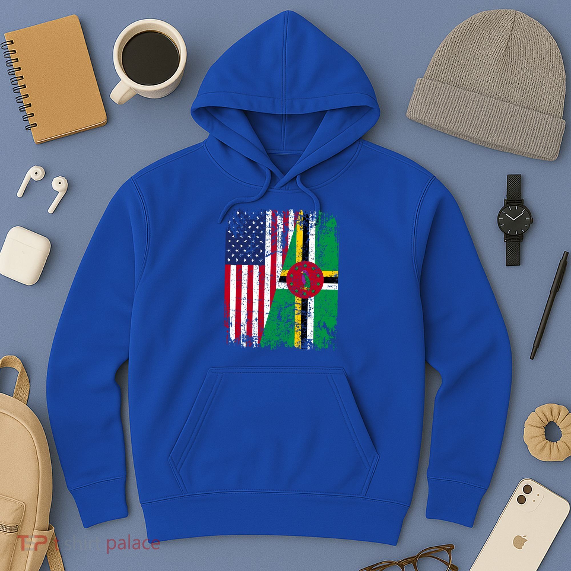 Dominican Roots Half American Flag Dominica Flag Gift Hoodie