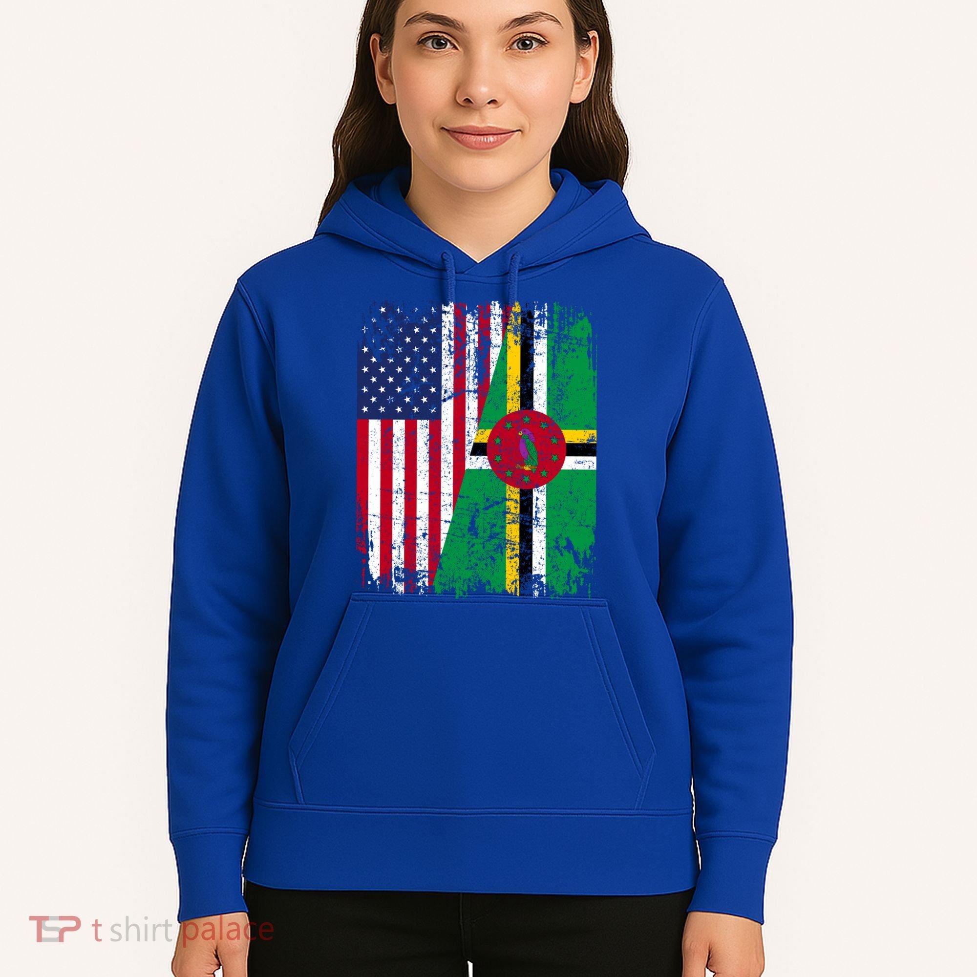 Dominican Roots Half American Flag Dominica Flag Gift Hoodie
