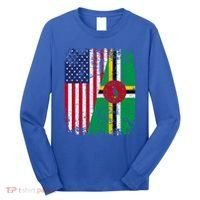 Dominican Roots Half American Flag Dominica Flag Gift Long Sleeve Shirt thumb 0