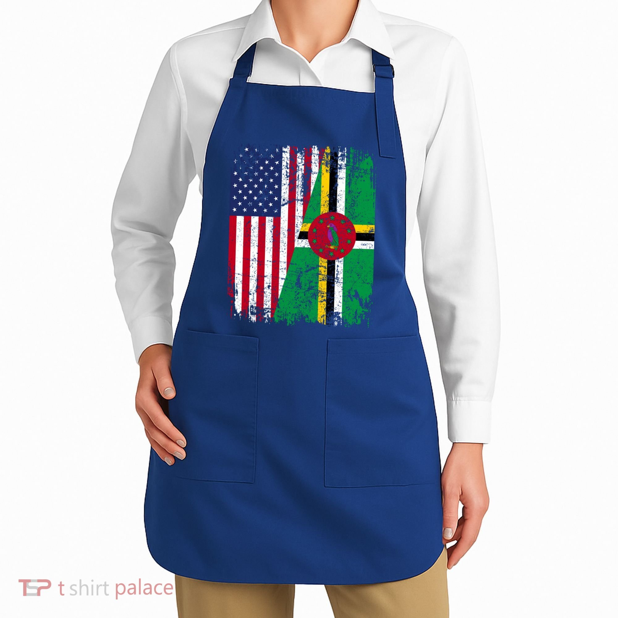Dominican Roots Half American Flag Dominica Flag Gift Apron