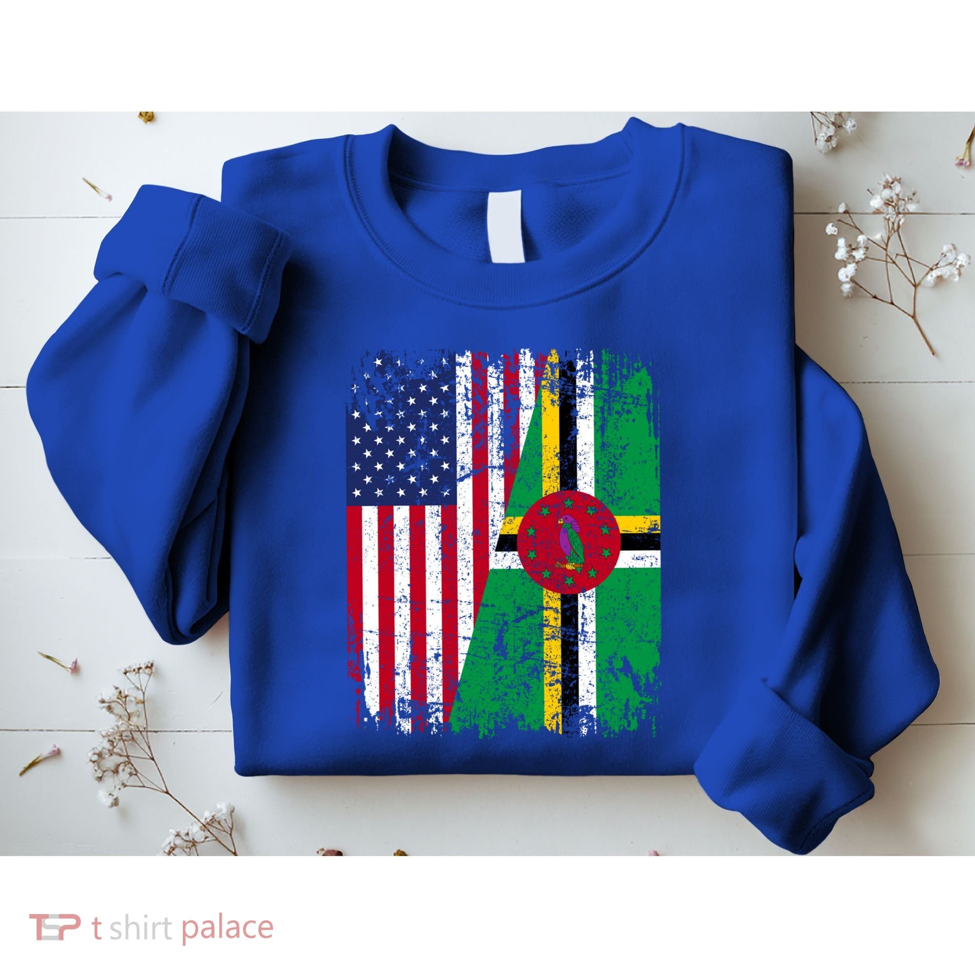 Dominican Roots Half American Flag Dominica Flag Gift Sweatshirt