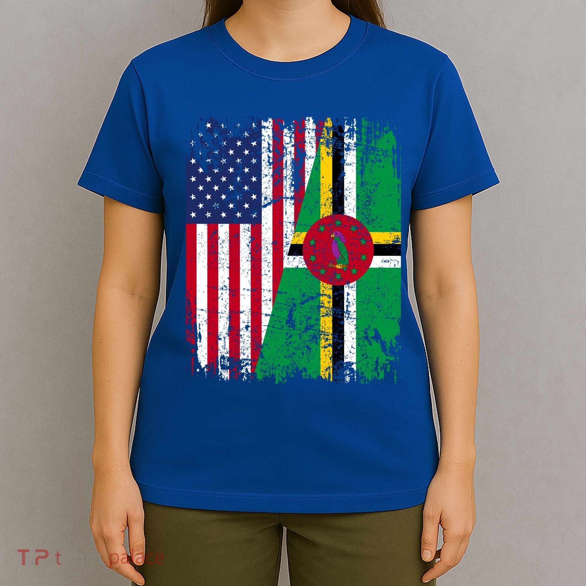 Dominican Roots Half American Flag Dominica Flag Gift T-Shirt