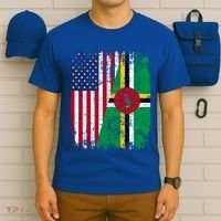 Dominican Roots Half American Flag Dominica Flag Gift T-Shirt thumb 6