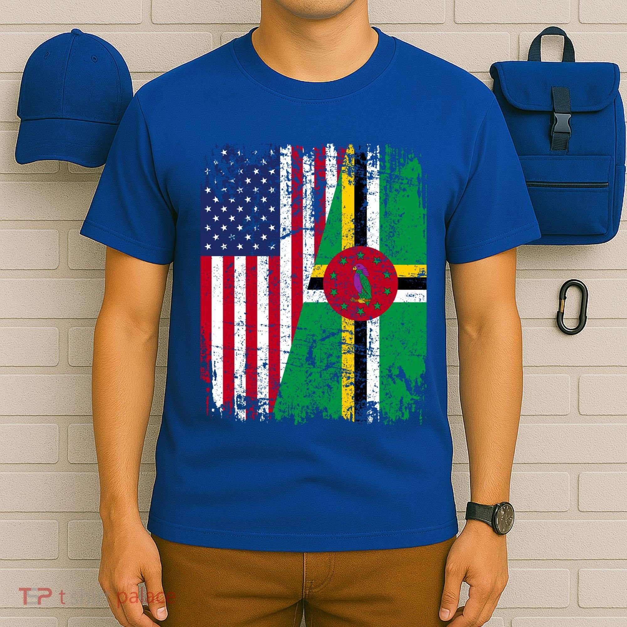 Dominican Roots Half American Flag Dominica Flag Gift T-Shirt
