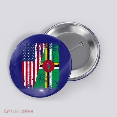 Dominican Roots Half American Flag Dominica Flag Gift Button